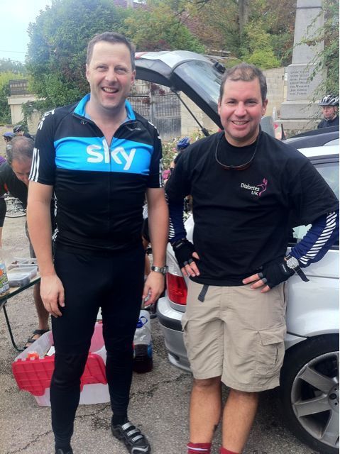 Jonathan Durling on the left - showing his support for TeamSky